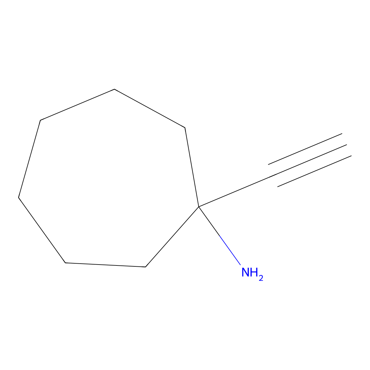 1-Ethynylcycloheptan-1-amine molecular structure, CAS 42777-35-5
