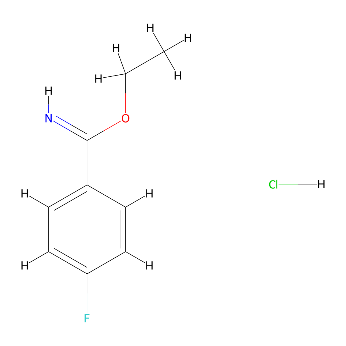Ethyl 4-fluorobenzimidate hydrochloride molecular structure, CAS 4278-01-7
