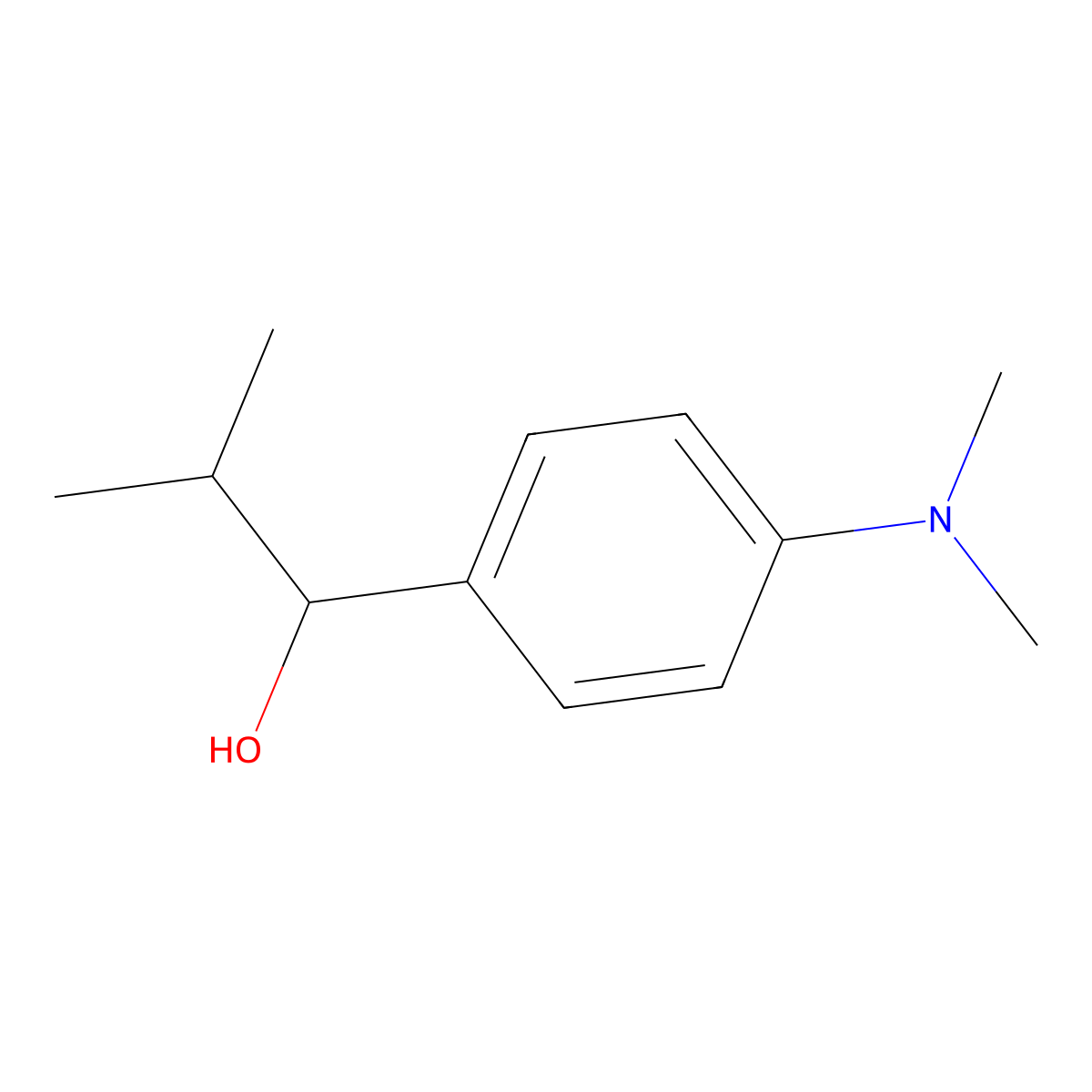 1-(4-(Dimethylamino)phenyl)-2-methylpropan-1-ol molecular structure, CAS 4278-81-3