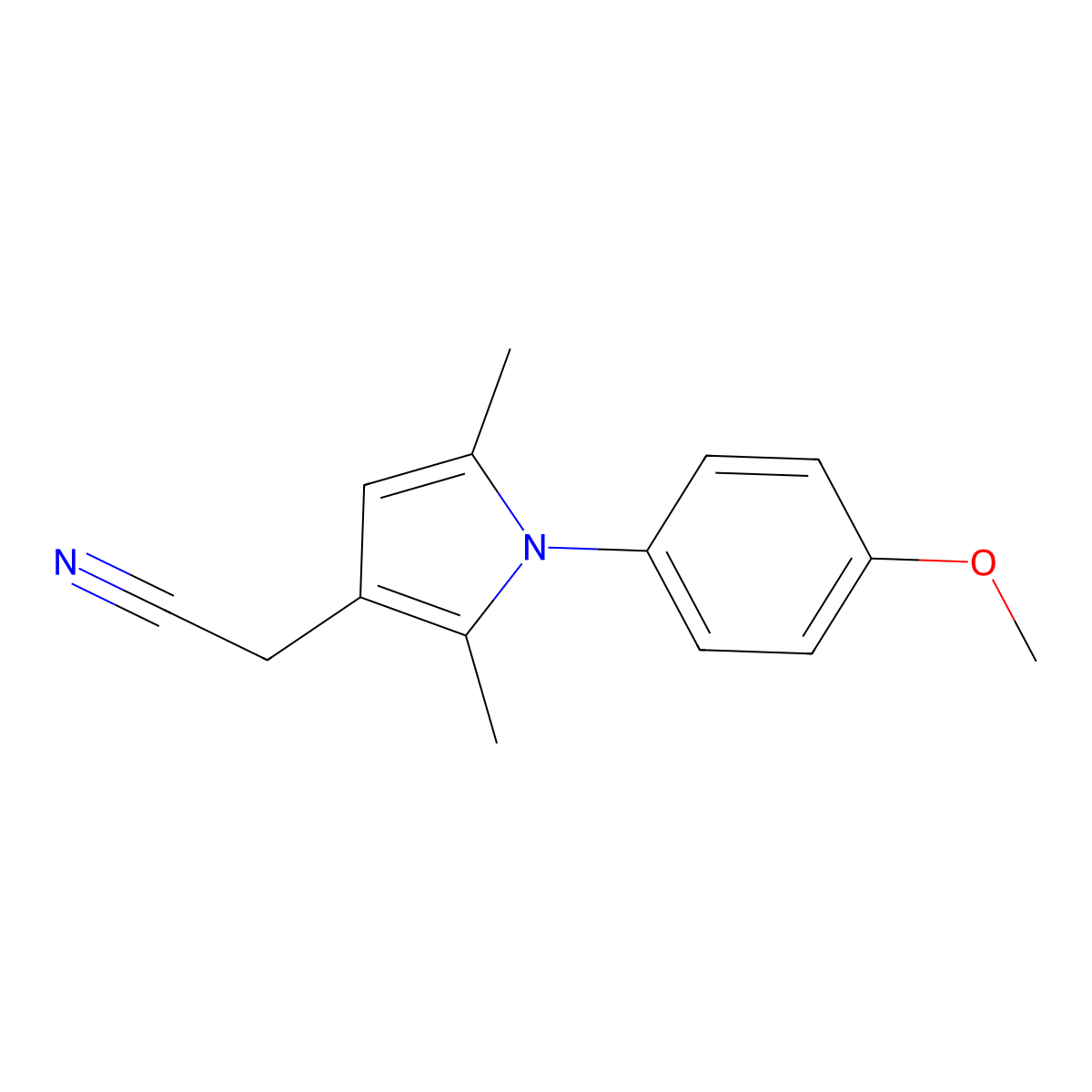 [1-(4-methoxyphenyl)-2,5-dimethyl-1H-pyrrol-3-yl]acetonitrile molecular structure, CAS 42780-46-1