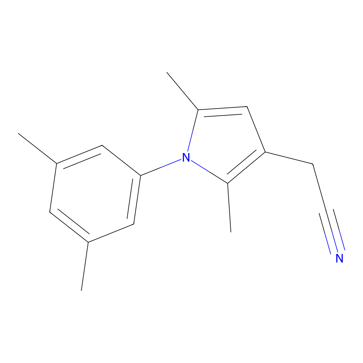 2-[1-(3,5-dimethylphenyl)-2,5-dimethyl-1H-pyrrol-3-yl]acetonitrile molecular structure, CAS 42780-92-7