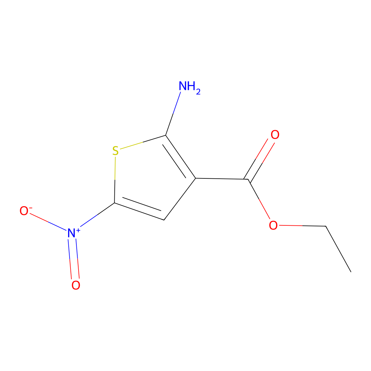 3-Thiophenecarboxylic acid, 2-amino-5-nitro-, ethyl ester molecular structure, CAS 42783-04-0