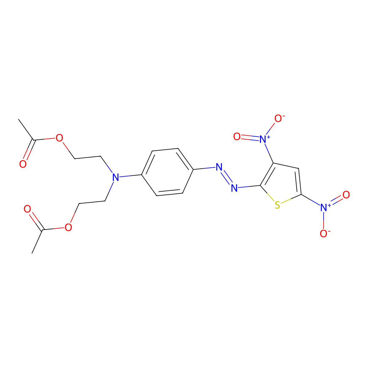 Ethanol, 2,2'-[[4-[2-(3,5-dinitro-2-thienyl)diazenyl]phenyl]imino]bis-, 1,1'-diacetate molecular structure, CAS 42783-06-2