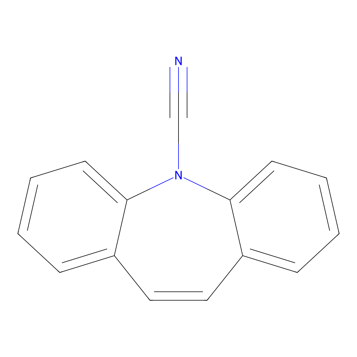 5H-dibenz(b,f)azepine-5-carbonitrile molecular structure, CAS 42787-75-7