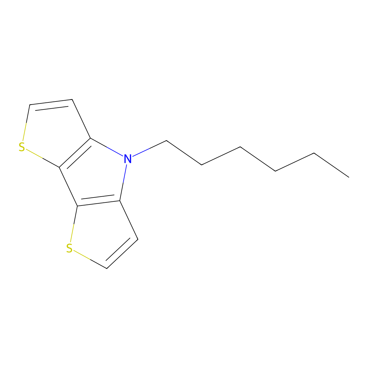 4-Hexyl-4H-dithieno[3,2-b:2',3'-d]pyrrole molecular structure, CAS 427875-87-4