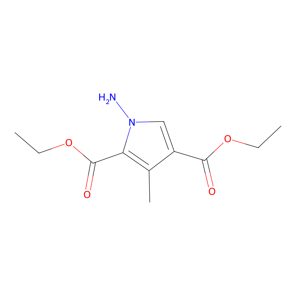 Diethyl 1-amino-3-methyl-1H-pyrrole-2,4-dicarboxylate molecular structure, CAS 427878-69-1