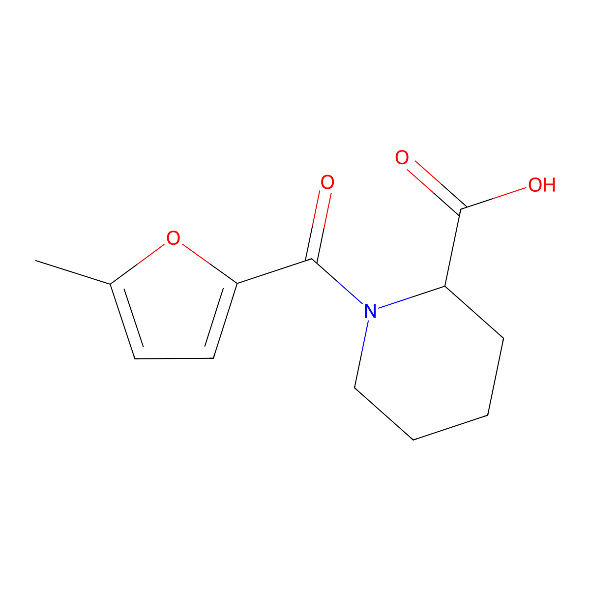 1-(5-Methylfuran-2-carbonyl)piperidine-2-carboxylic acid molecular structure, CAS 427882-96-0
