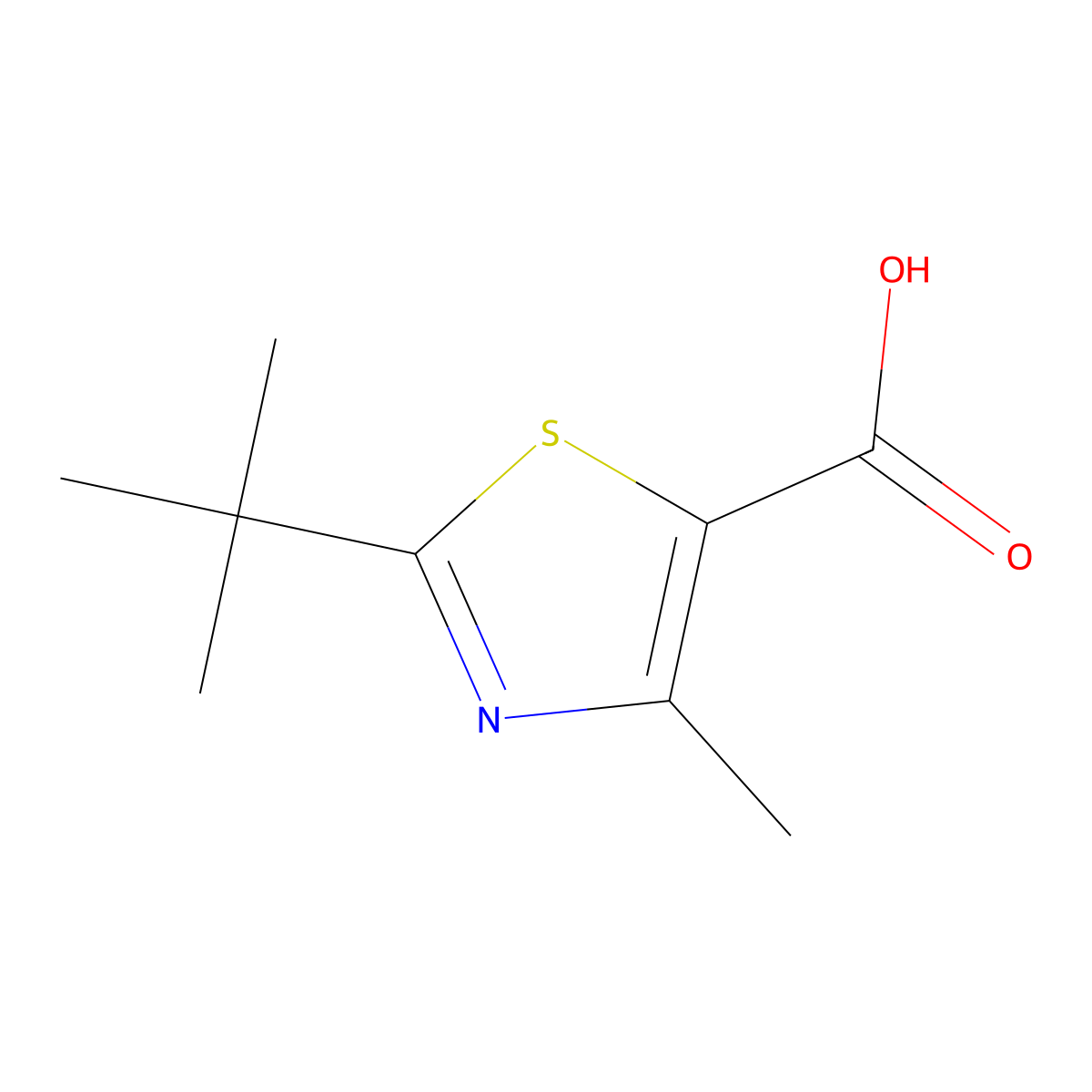2-Tert-butyl-4-methyl-1,3-thiazole-5-carboxylic acid molecular structure, CAS 427896-41-1