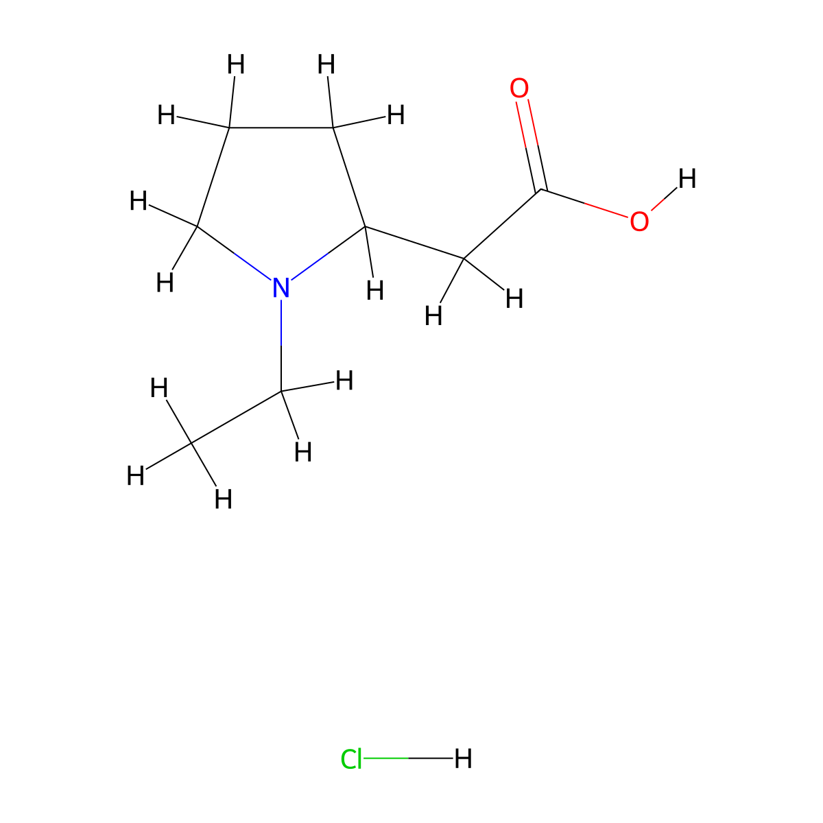 2-(1-Ethylpyrrolidin-2-yl)acetic acid hydrochloride molecular structure, CAS 42791-85-5