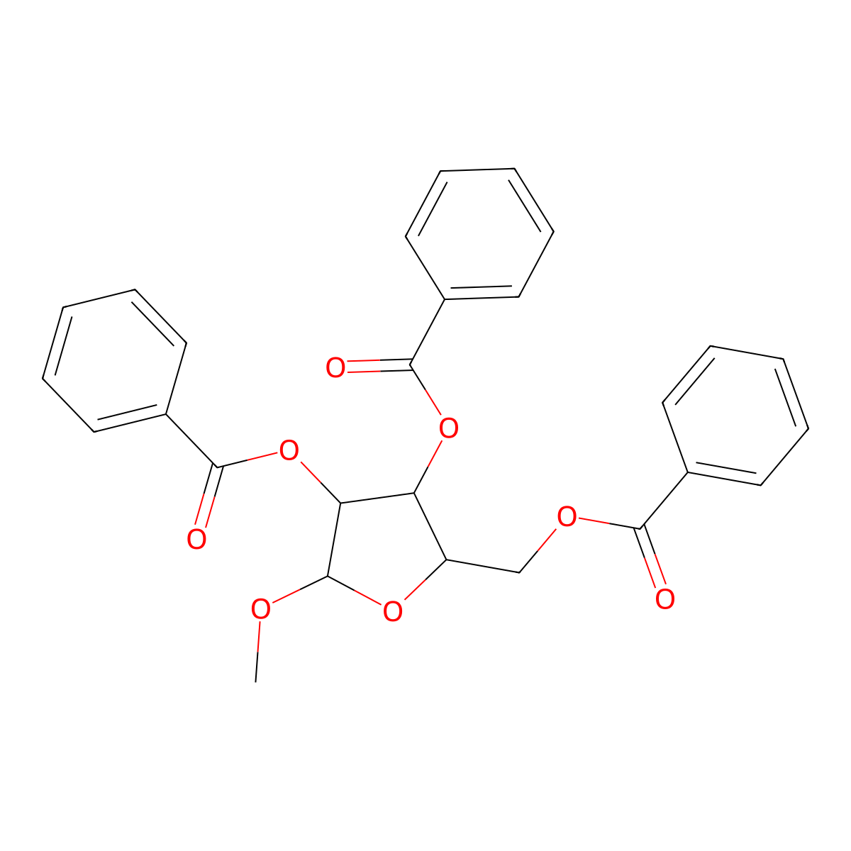 (3,4-Dibenzoyloxy-5-methoxyoxolan-2-yl)methyl benzoate molecular structure, CAS 42793-97-5