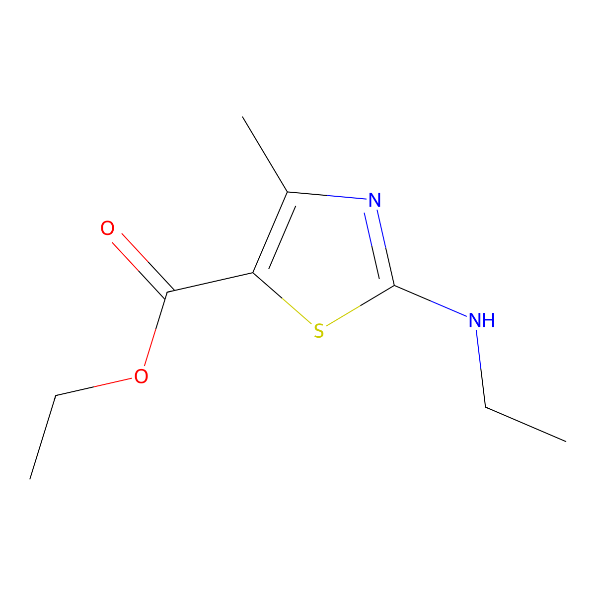 Ethyl 2-(ethylamino)-4-methyl-1,3-thiazole-5-carboxylate molecular structure, CAS 4280-80-2