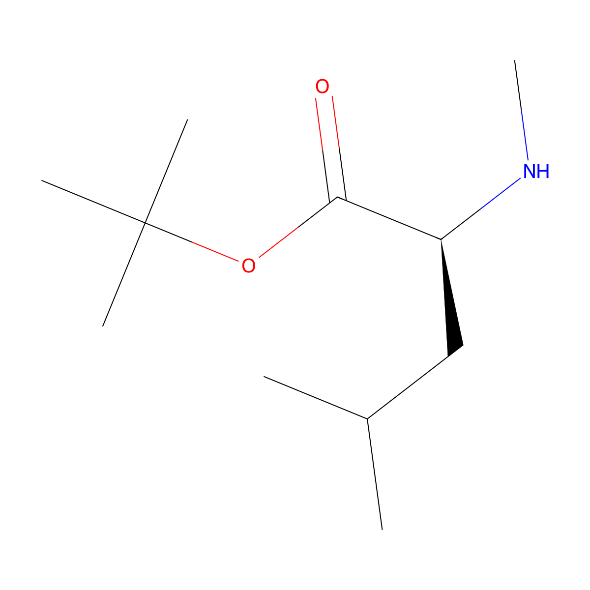 tert-butyl (2S)-4-methyl-2-(methylamino)pentanoate molecular structure, CAS 42807-86-3