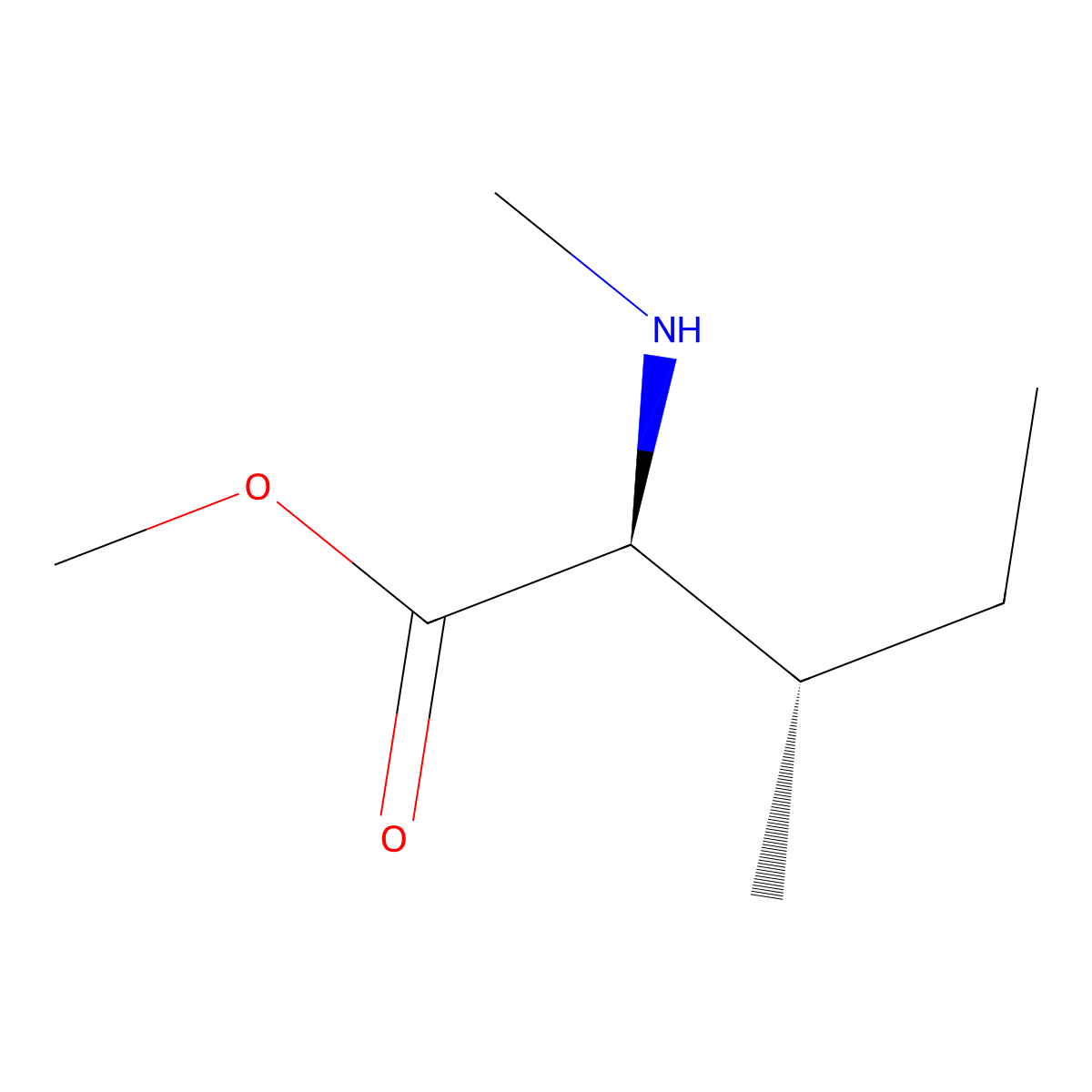 methyl (2S,3S)-3-methyl-2-(methylamino)pentanoate molecular structure, CAS 42807-92-1