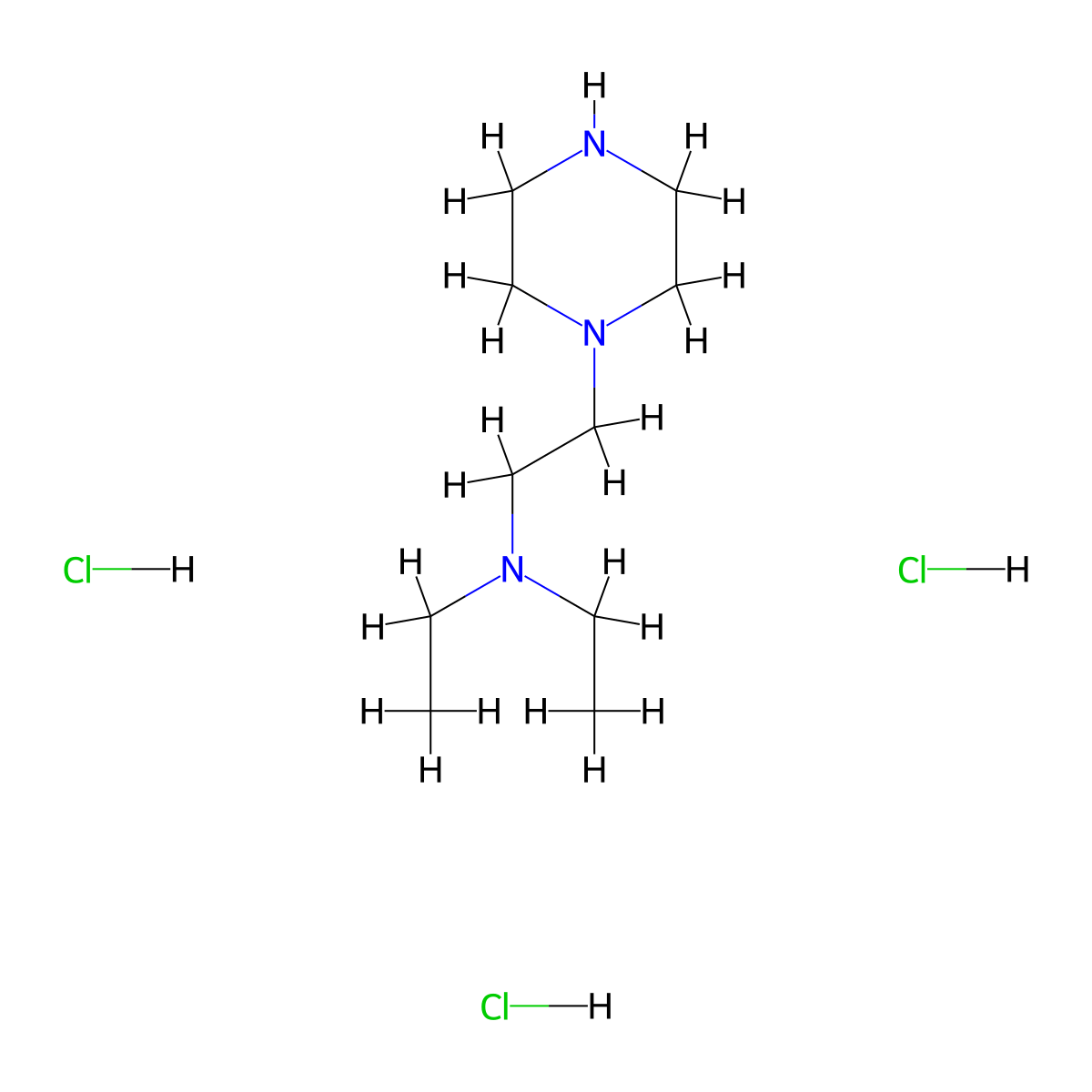 Diethyl[2-(piperazin-1-yl)ethyl]amine trihydrochloride molecular structure, CAS 42817-90-3