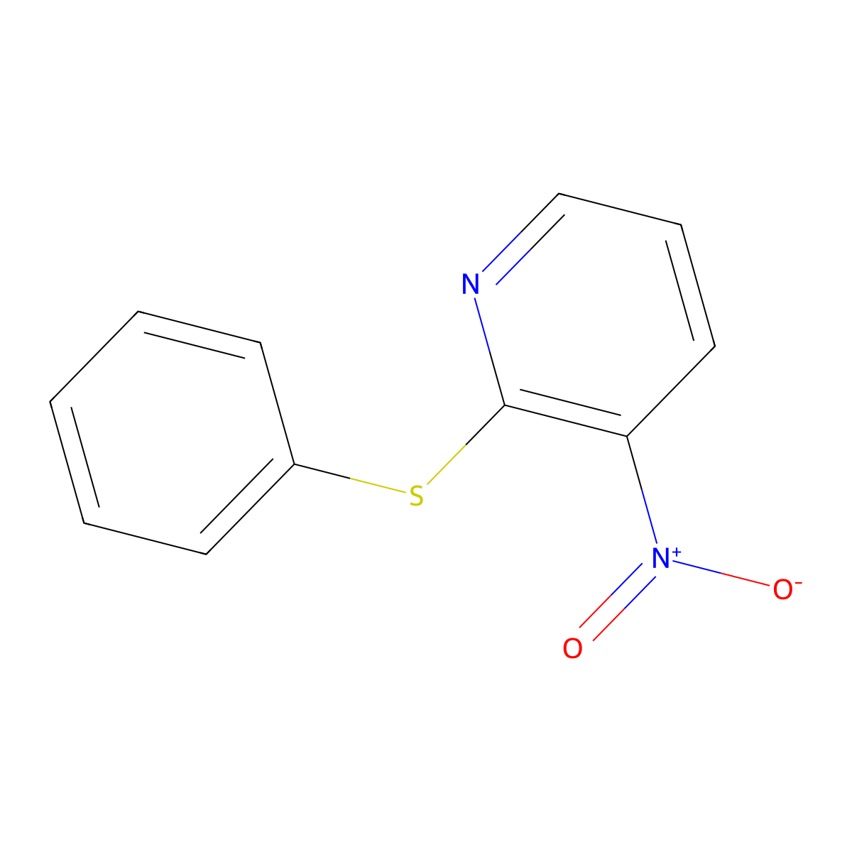 3-Nitro-2-(phenylthio)pyridine molecular structure, CAS 4282-51-3