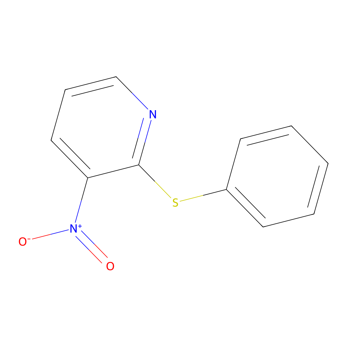 3-Nitro-2-(phenylthio)pyridine molecular structure, CAS 4282-51-3