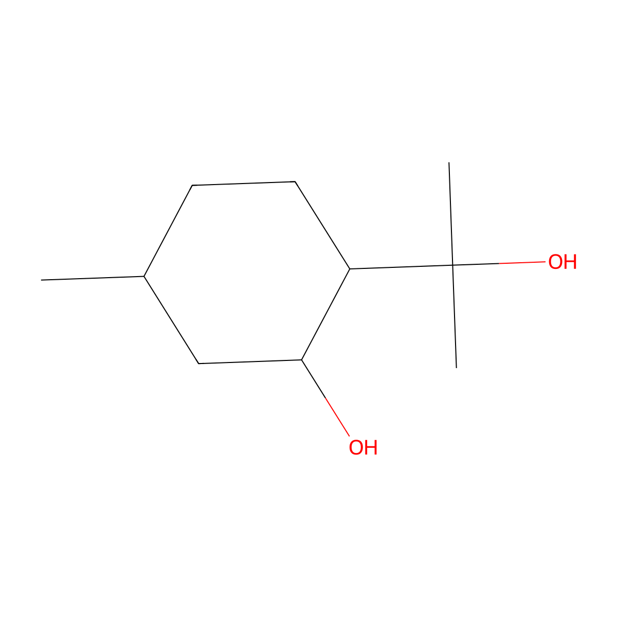 P-Menthane-3,8-diol molecular structure, CAS 42822-86-6