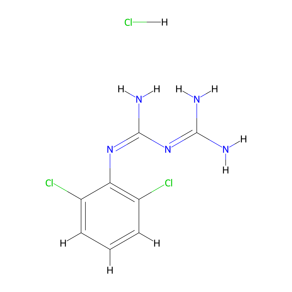 1-(2,6-Dichlorophenyl)biguanide hydrochloride molecular structure, CAS 42823-15-4