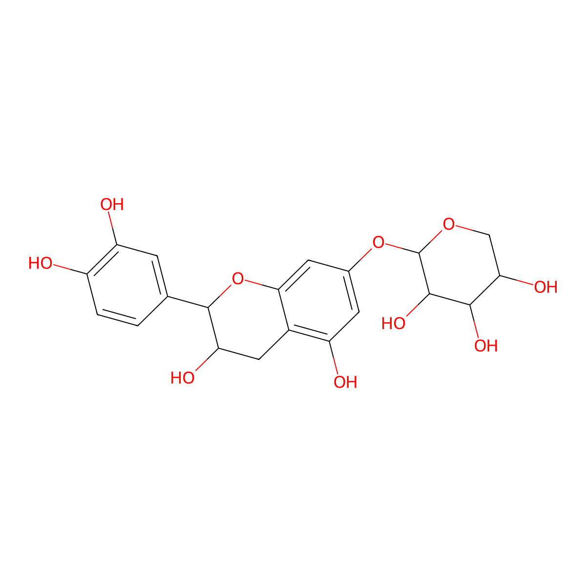 2-((2-(3,4-dihydroxyphenyl)-3,5-dihydroxy-3,4-dihydro-2H-chromen-7-yl)oxy)oxane-3,4,5-triol molecular structure, CAS 42830-48-8