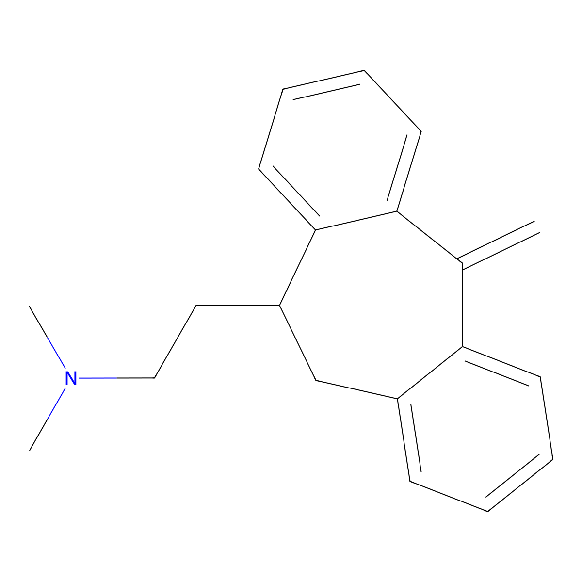 N,N-Dimethyl-5-methylene-10,11-dihydro-5H-dibenzo(a,d)cycloheptene-10-ethylamine molecular structure, CAS 42834-51-5