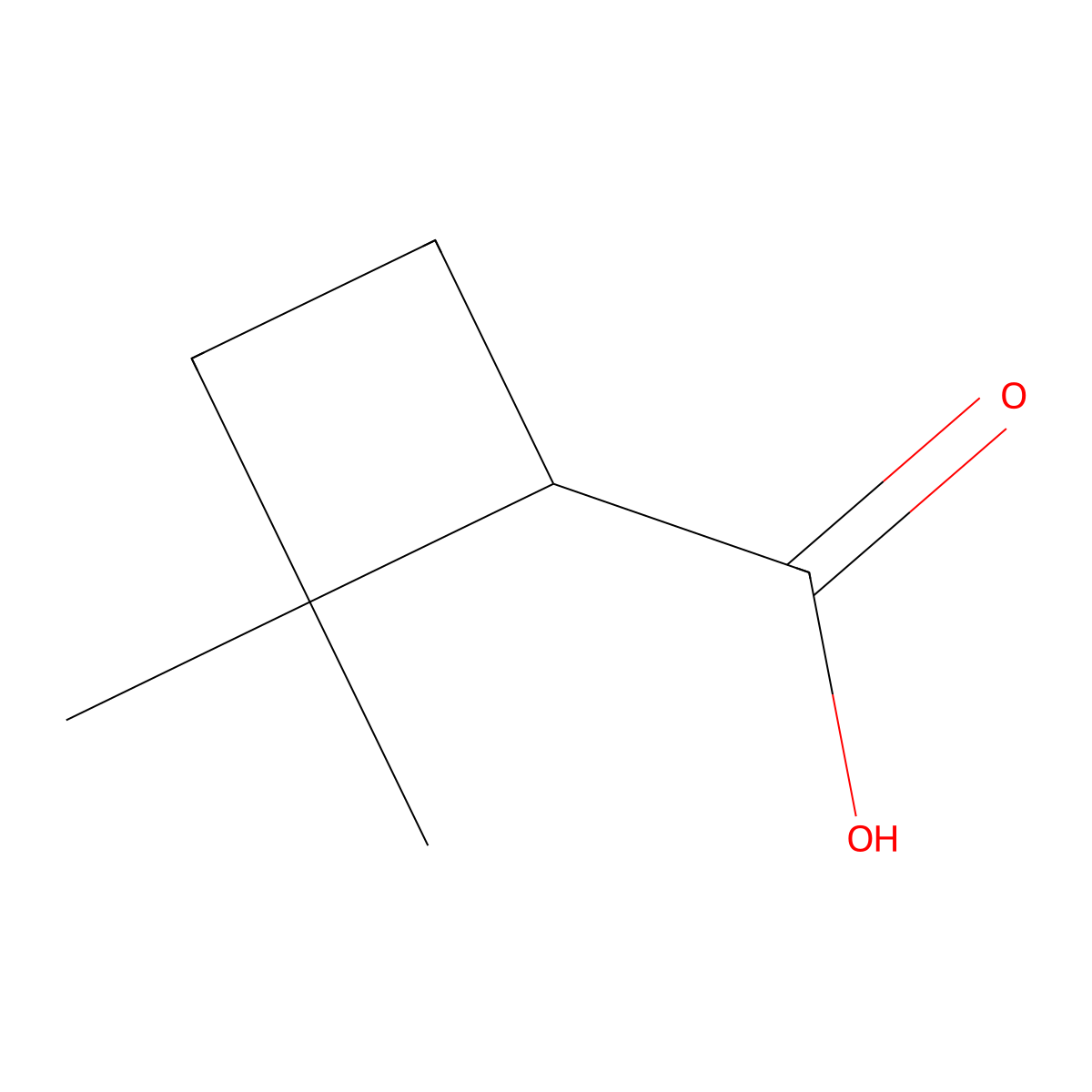 2,2-Dimethylcyclobutane-1-carboxylic acid molecular structure, CAS 42836-66-8