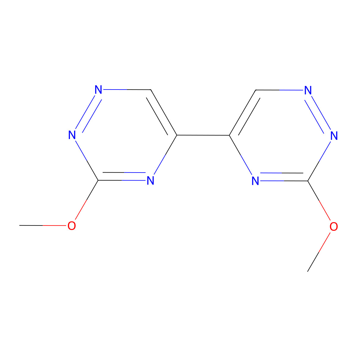 3,3'-Dimethoxy-5,5'-bi-1,2,4-triazine molecular structure, CAS 42836-87-3