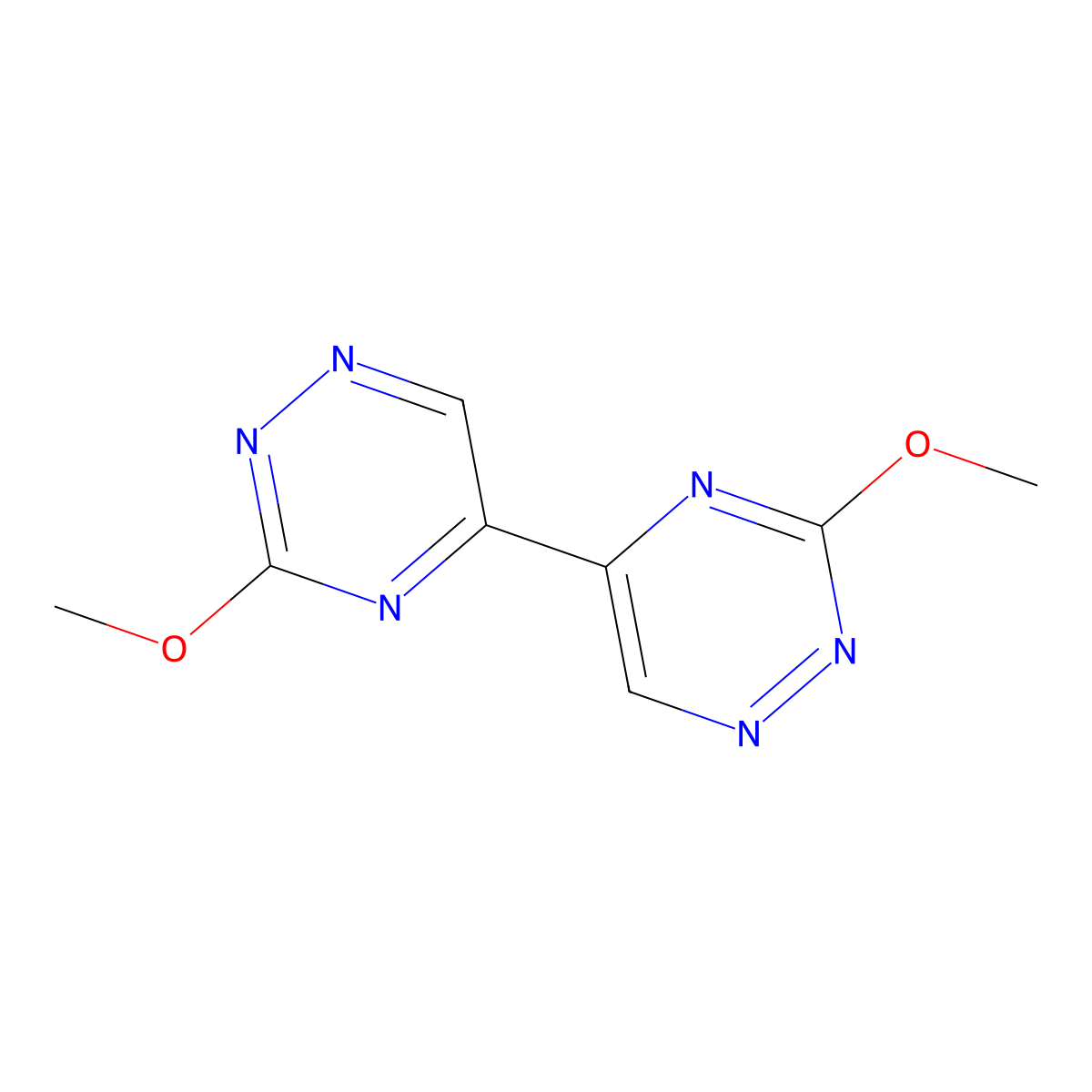 3,3'-Dimethoxy-5,5'-bi-1,2,4-triazine molecular structure, CAS 42836-87-3