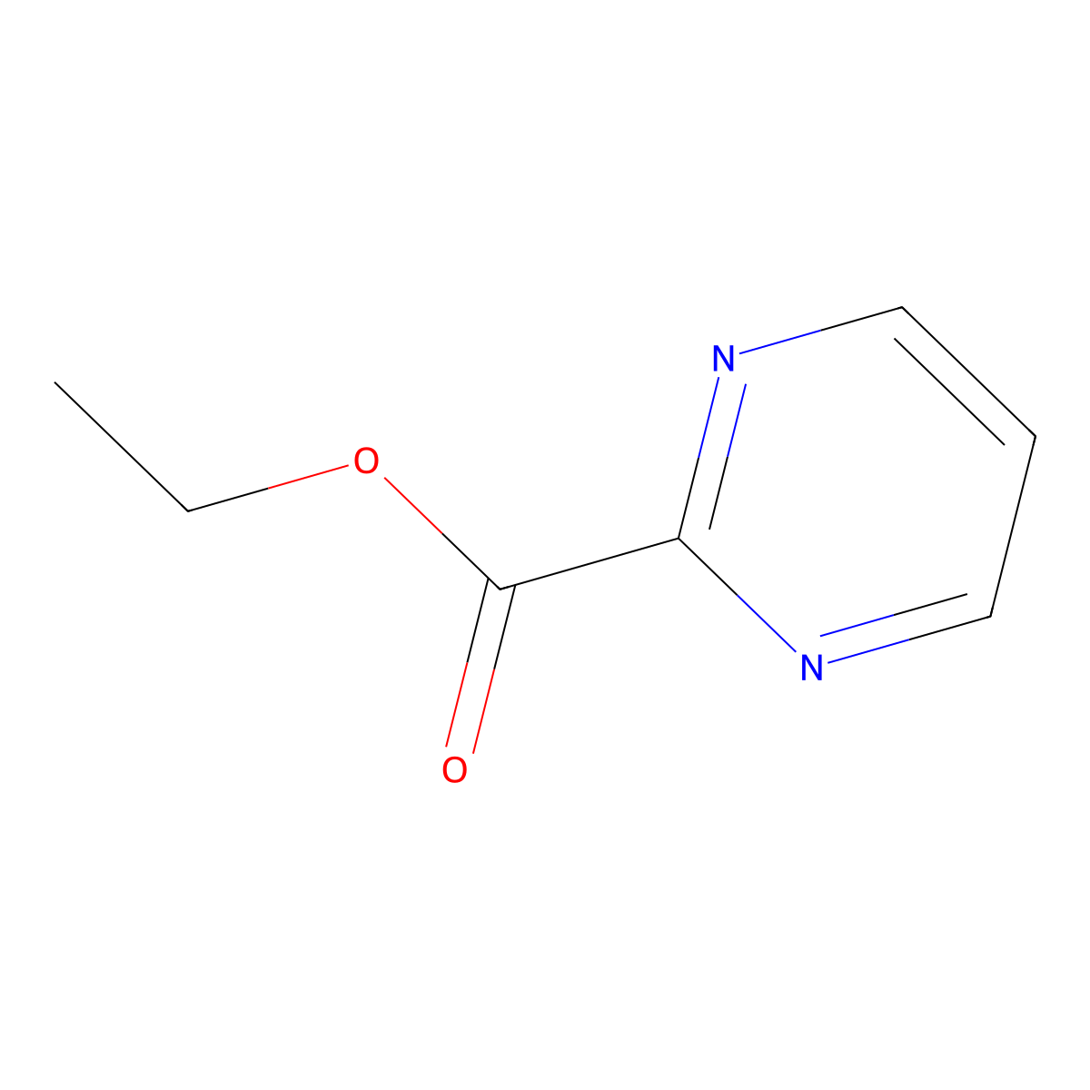 2-Pyrimidinecarboxylic acid, ethyl ester molecular structure, CAS 42839-08-7
