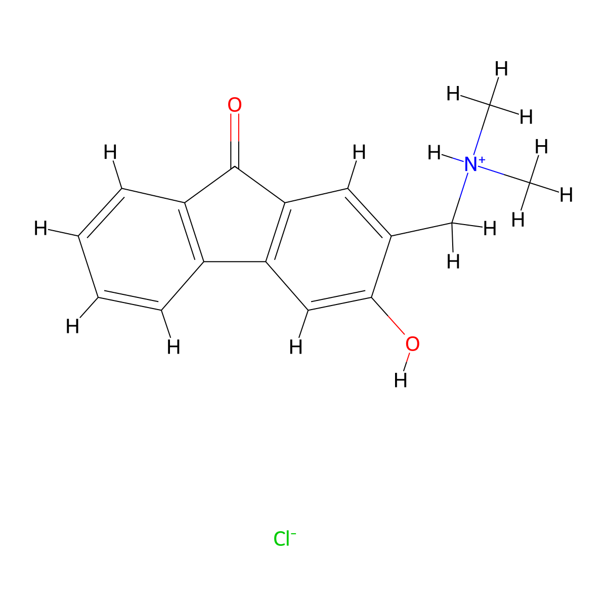 Fluoren-9-one, 2-(dimethylamino)methyl-3-hydroxy-, hydrochloride molecular structure, CAS 42839-80-5