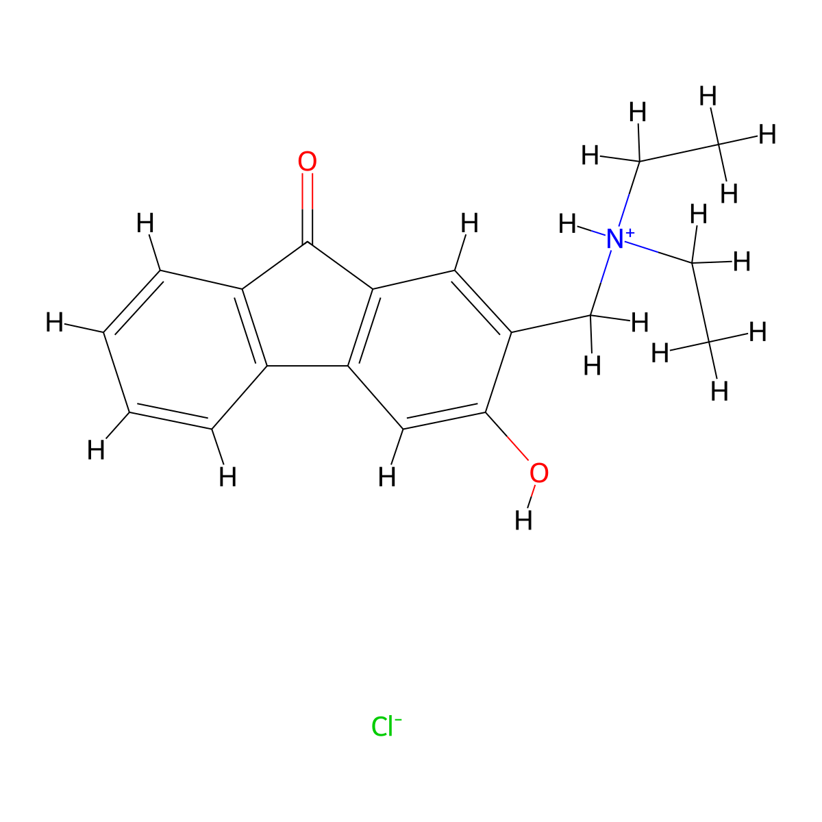 Fluoren-9-one, 2-(diethylamino)methyl-3-hydroxy-, hydrochloride molecular structure, CAS 42839-81-6