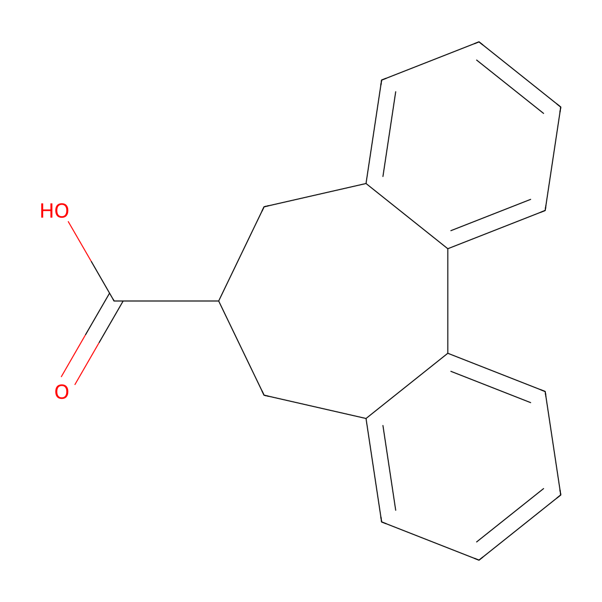 6,7-dihydro-5H-dibenzo[a,c]cycloheptene-6-carboxylic acid molecular structure, CAS 42842-95-5