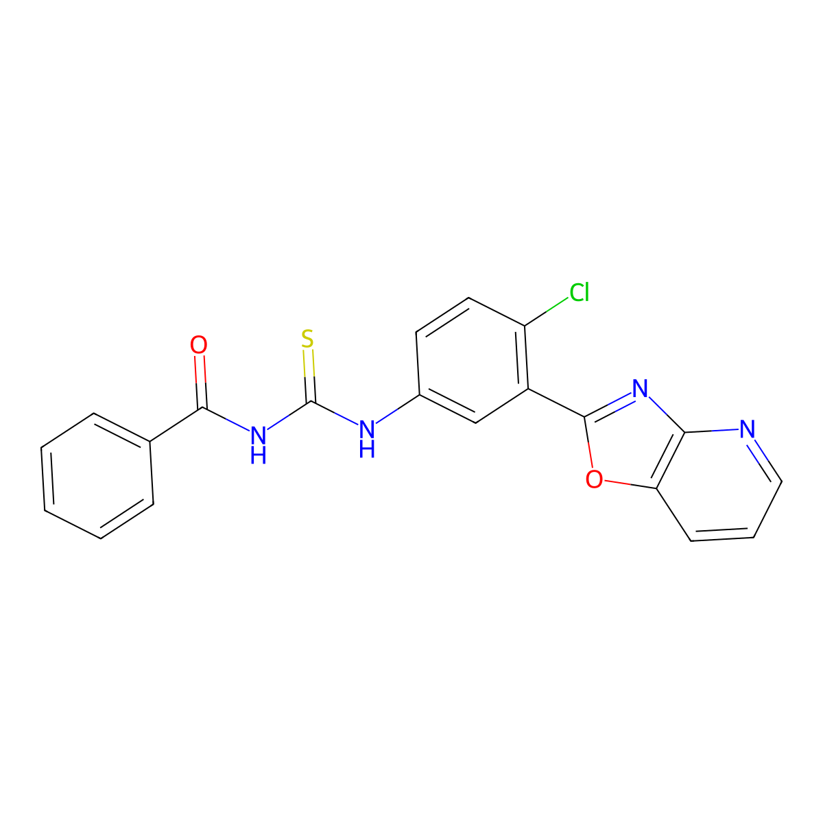 N-[[4-chloro-3-([1,3]oxazolo[4,5-b]pyridin-2-yl)phenyl]carbamothioyl]benzamide molecular structure, CAS 428443-10-1