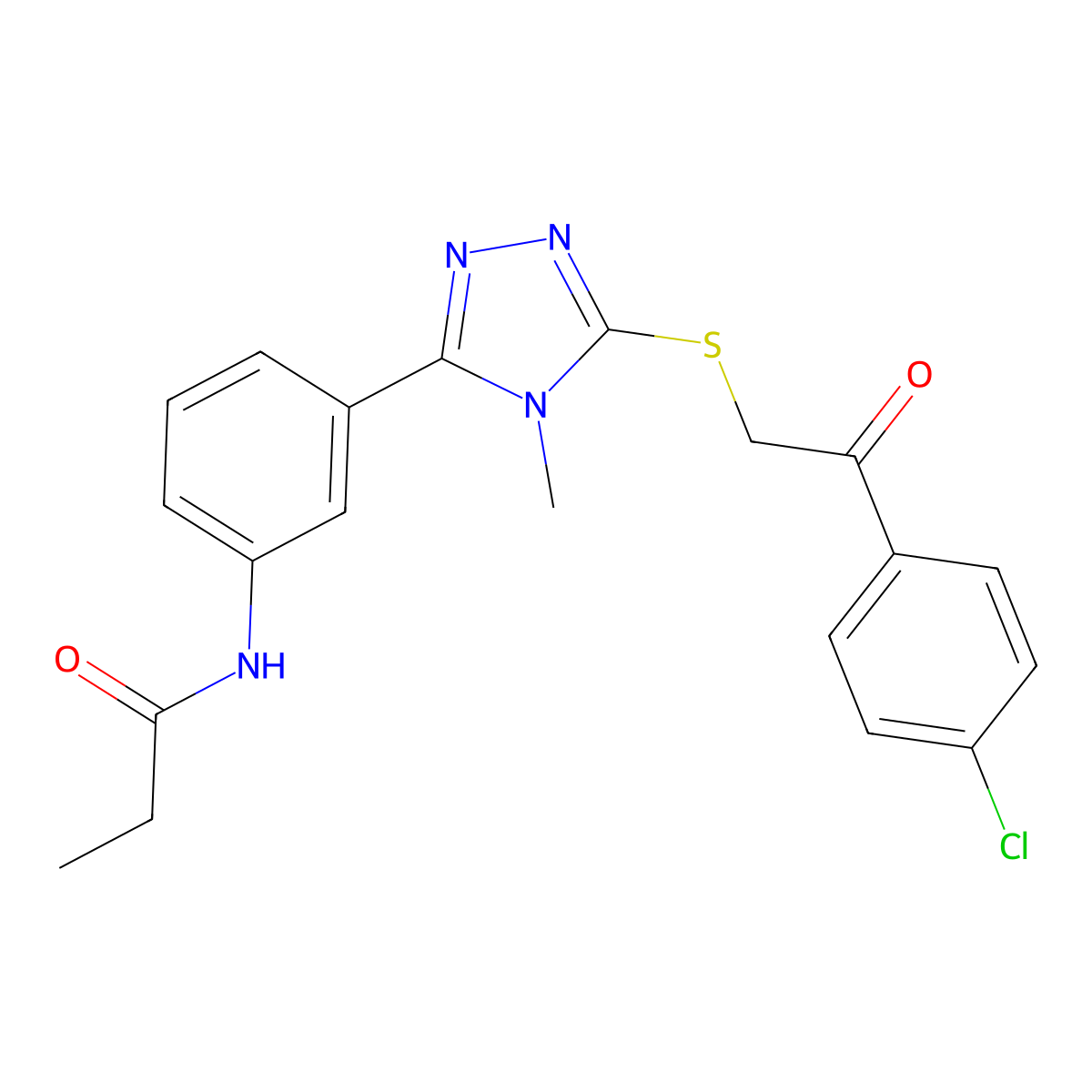 N-[3-[5-[2-(4-chlorophenyl)-2-oxoethyl]sulfanyl-4-methyl-1,2,4-triazol-3-yl]phenyl]propanamide molecular structure, CAS 428443-18-9