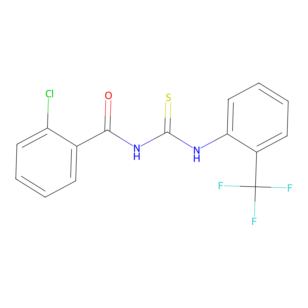 2-chloro-N-[[2-(trifluoromethyl)phenyl]carbamothioyl]benzamide molecular structure, CAS 428443-32-7