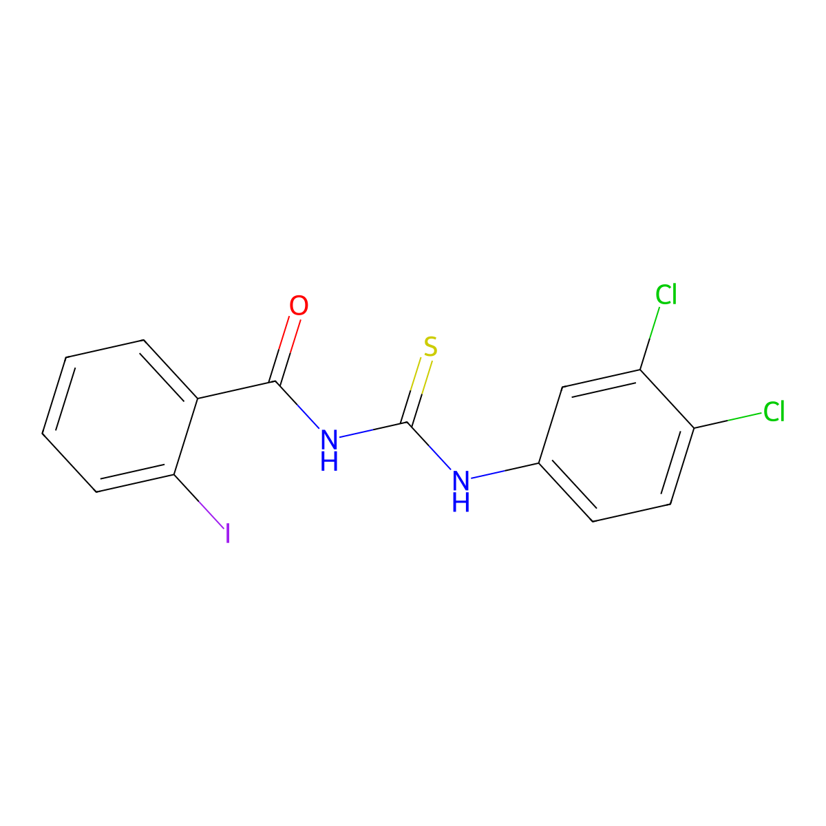 N-[(3,4-dichlorophenyl)carbamothioyl]-2-iodobenzamide molecular structure, CAS 428443-37-2