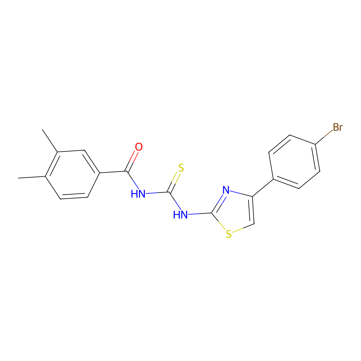 N-[[4-(4-bromophenyl)-1,3-thiazol-2-yl]carbamothioyl]-3,4-dimethylbenzamide molecular structure, CAS 428443-42-9