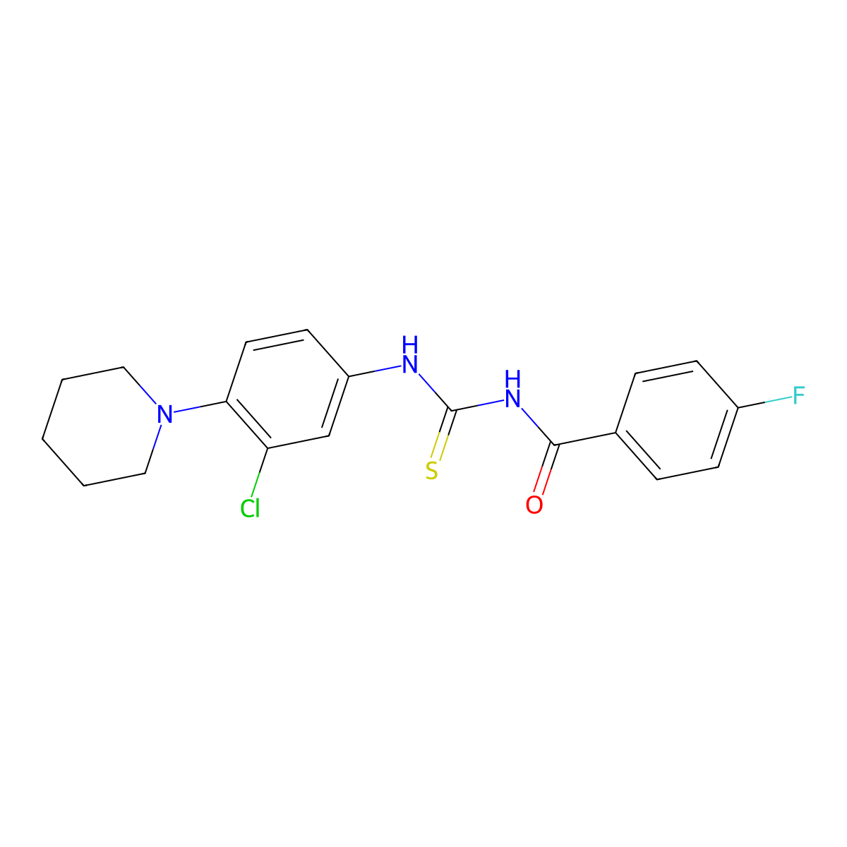 N-[(3-chloro-4-piperidin-1-ylphenyl)carbamothioyl]-4-fluorobenzamide molecular structure, CAS 428443-44-1