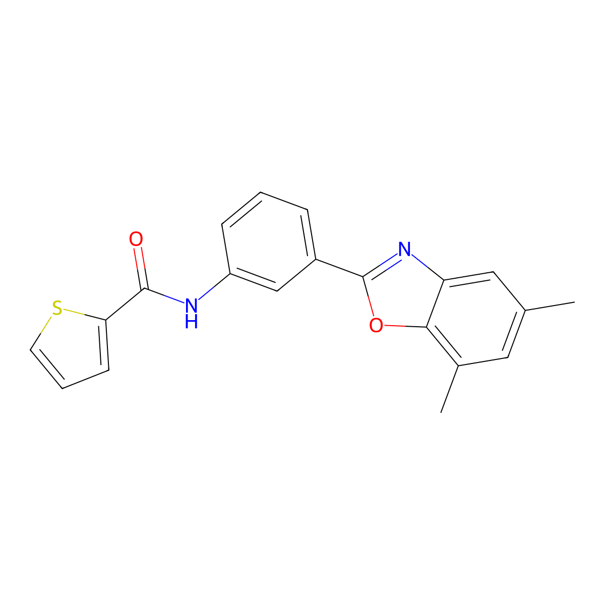 N-[3-(5,7-dimethyl-1,3-benzoxazol-2-yl)phenyl]thiophene-2-carboxamide molecular structure, CAS 428443-55-4