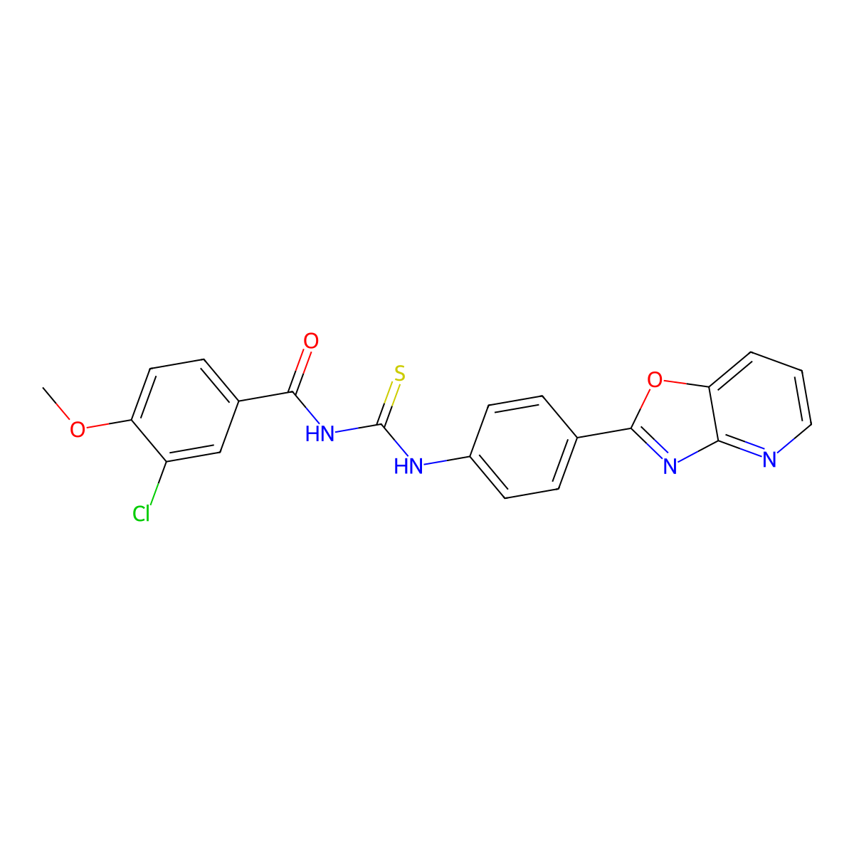 3-chloro-4-methoxy-N-[[4-([1,3]oxazolo[4,5-b]pyridin-2-yl)phenyl]carbamothioyl]benzamide molecular structure, CAS 428443-57-6