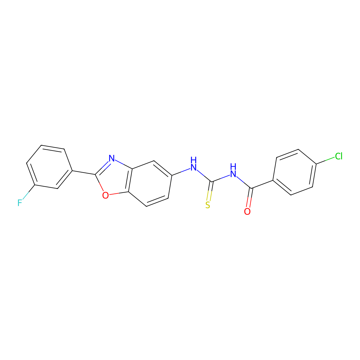 4-chloro-N-[[2-(3-fluorophenyl)-1,3-benzoxazol-5-yl]carbamothioyl]benzamide molecular structure, CAS 428443-64-5