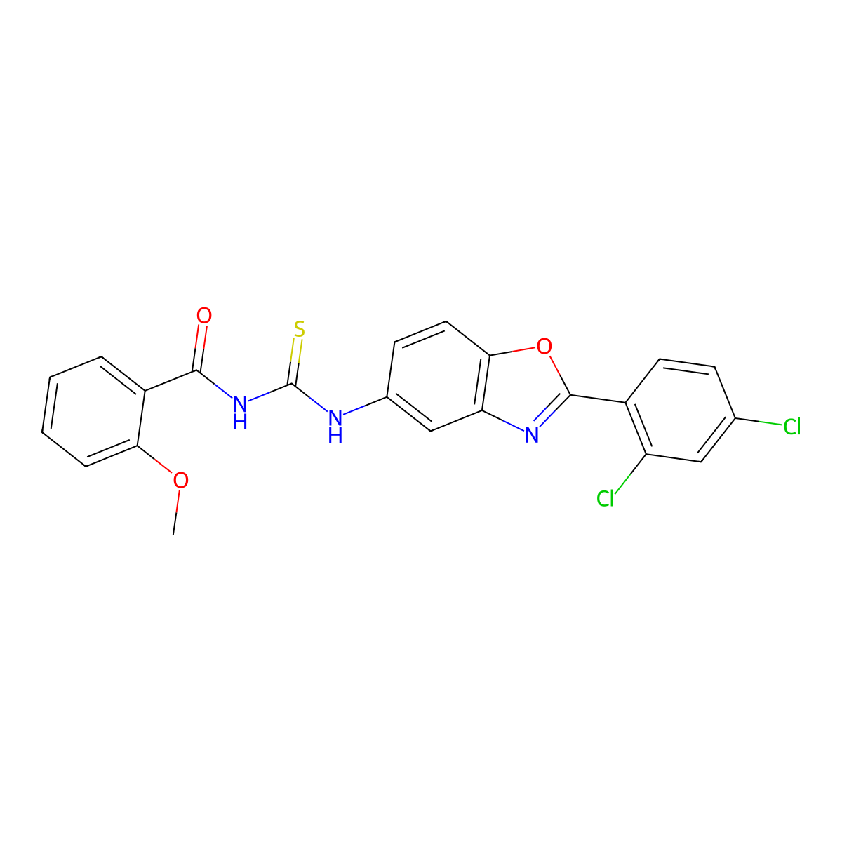 N-[[2-(2,4-dichlorophenyl)-1,3-benzoxazol-5-yl]carbamothioyl]-2-methoxybenzamide molecular structure, CAS 428443-66-7