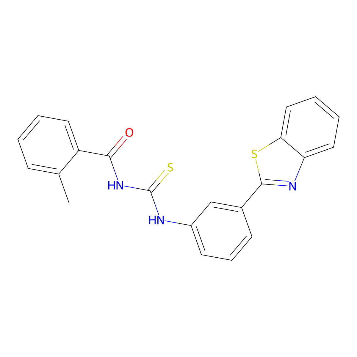 N-[[3-(1,3-benzothiazol-2-yl)phenyl]carbamothioyl]-2-methylbenzamide molecular structure, CAS 428443-67-8