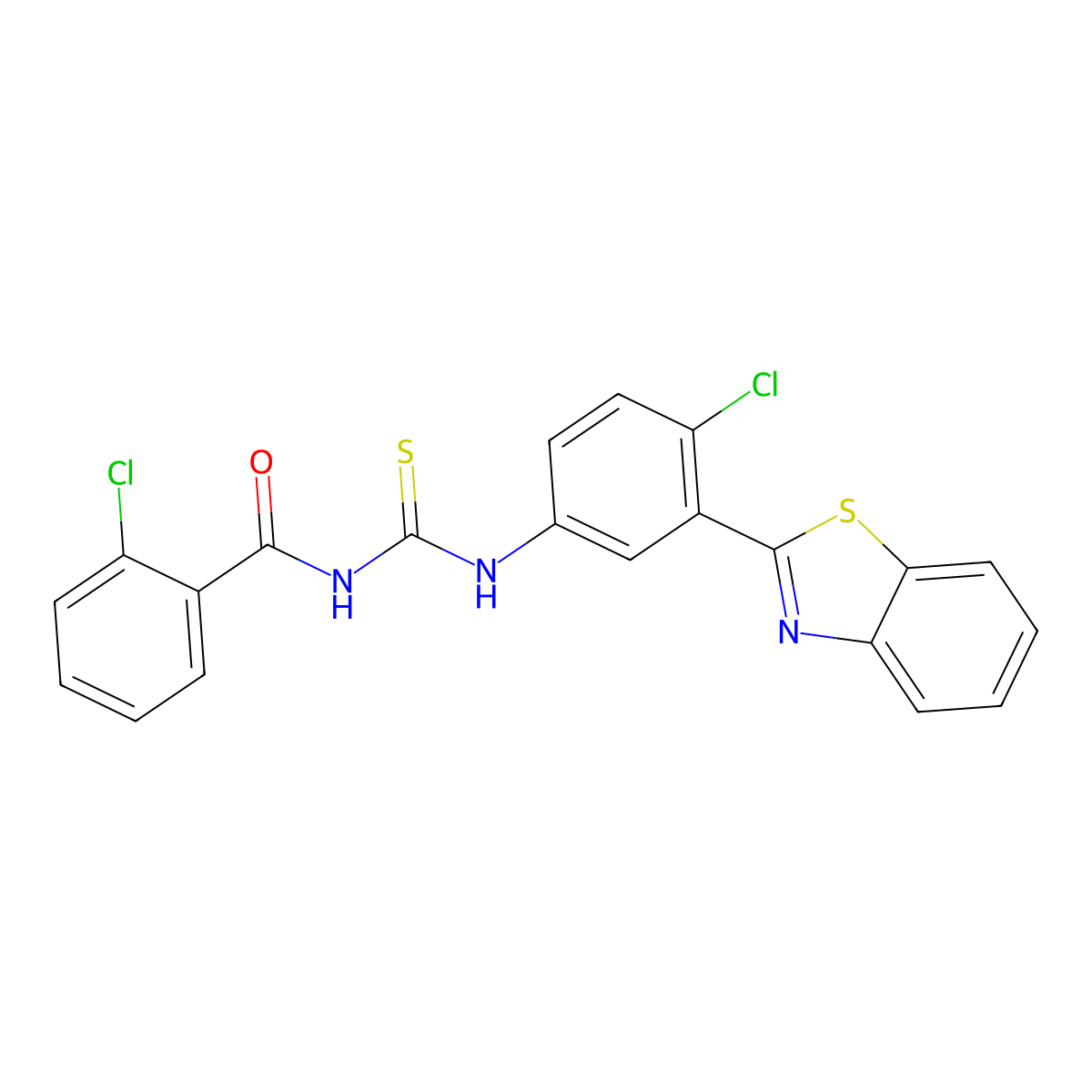 N-[[3-(1,3-benzothiazol-2-yl)-4-chlorophenyl]carbamothioyl]-2-chlorobenzamide molecular structure, CAS 428443-69-0