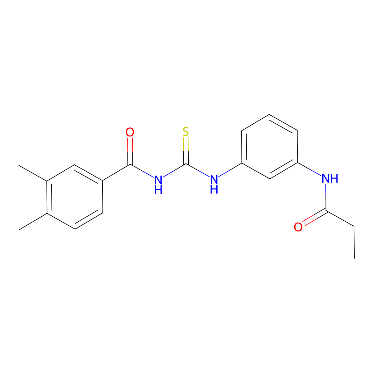 N-[3-({[(3,4-dimethylbenzoyl)amino]carbothioyl}amino)phenyl]propanamide molecular structure, CAS 428443-81-6
