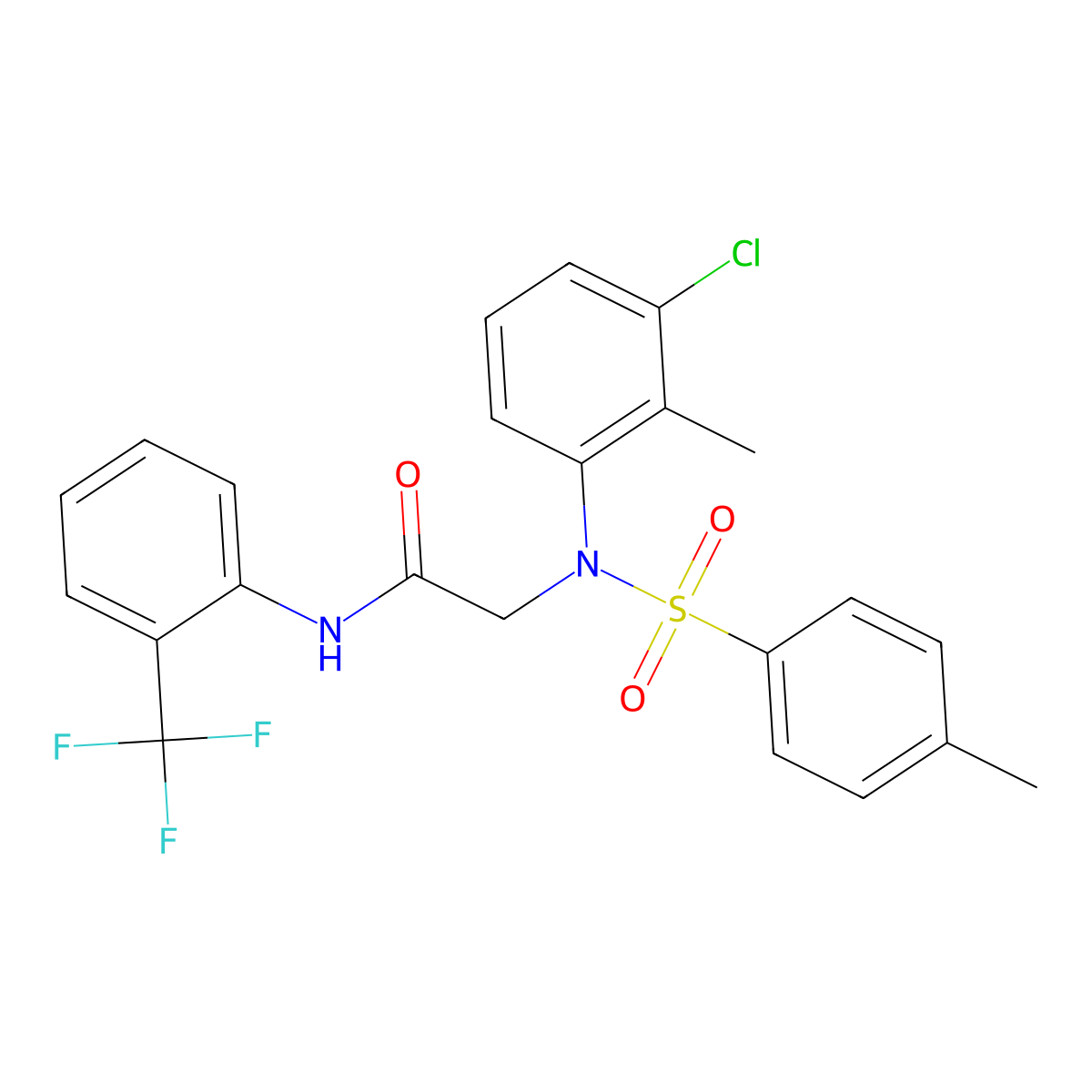 2-(3-chloro-2-methyl-N-(4-methylphenyl)sulfonylanilino)-N-[2-(trifluoromethyl)phenyl]acetamide molecular structure, CAS 428443-82-7