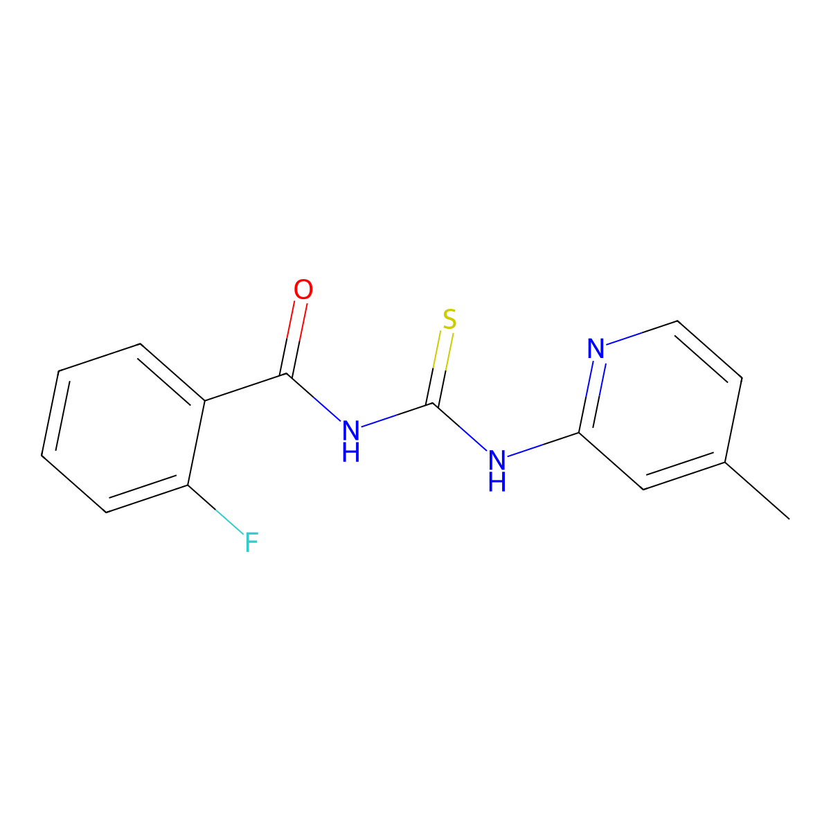 2-fluoro-N-[(4-methylpyridin-2-yl)carbamothioyl]benzamide molecular structure, CAS 428443-83-8