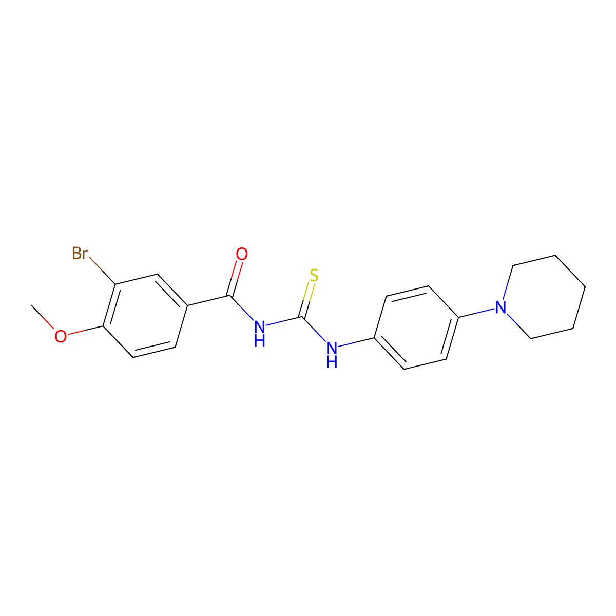 3-bromo-4-methoxy-N-[(4-piperidin-1-ylphenyl)carbamothioyl]benzamide molecular structure, CAS 428443-89-4