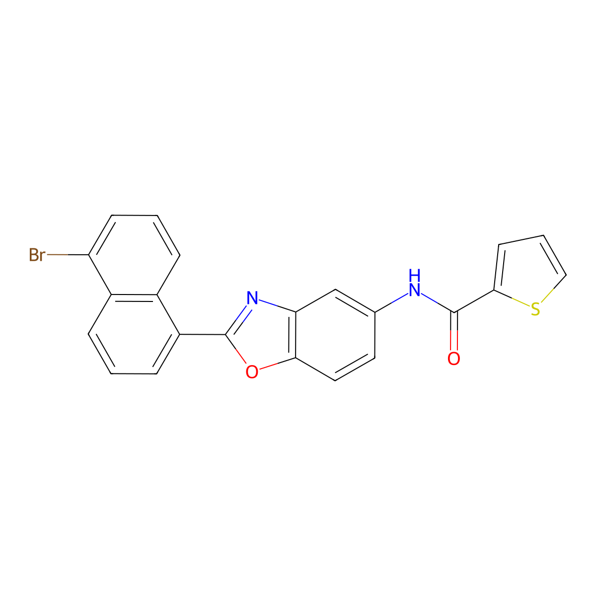 N-[2-(5-bromonaphthalen-1-yl)-1,3-benzoxazol-5-yl]thiophene-2-carboxamide molecular structure, CAS 428443-91-8