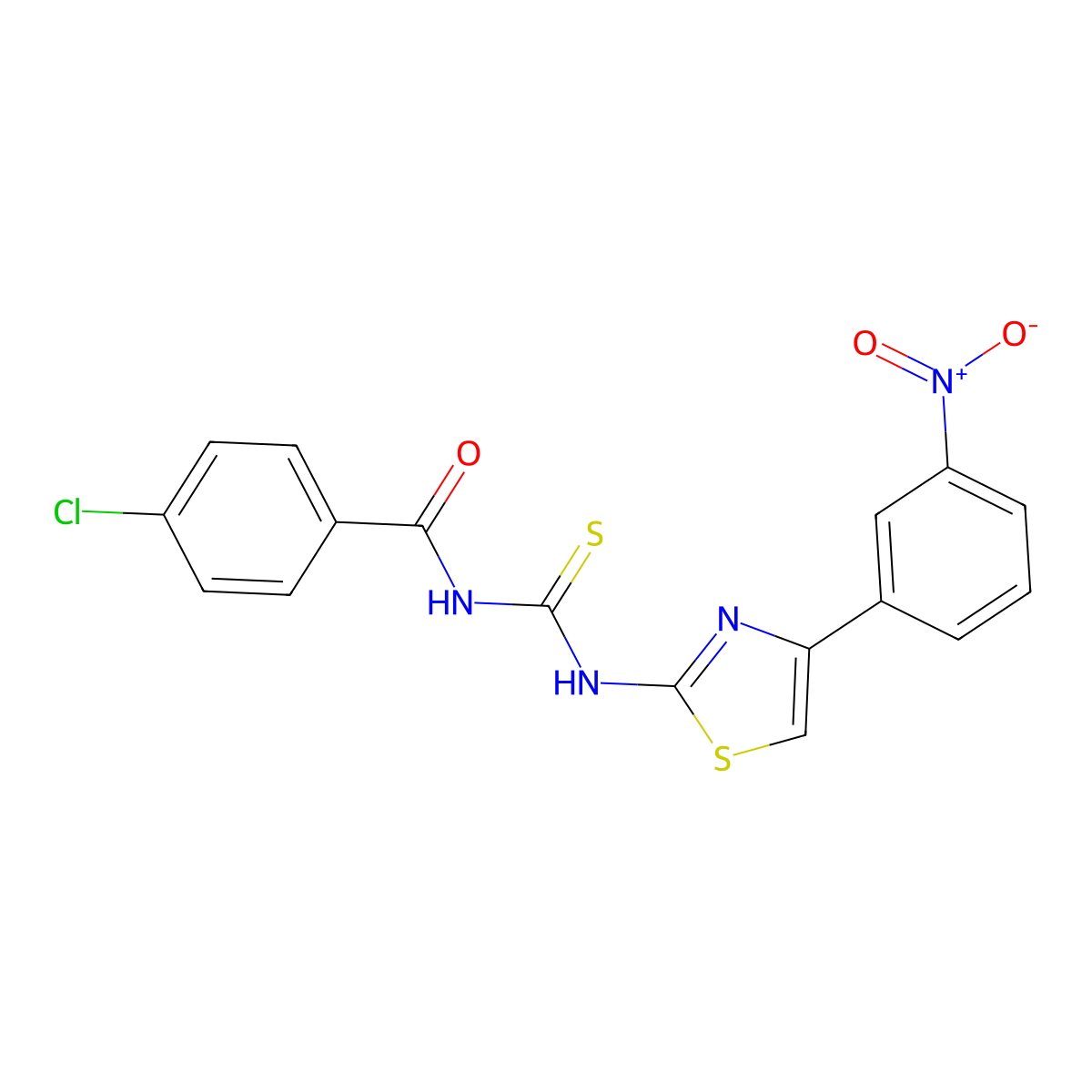4-chloro-N-[[4-(3-nitrophenyl)-1,3-thiazol-2-yl]carbamothioyl]benzamide molecular structure, CAS 428443-93-0