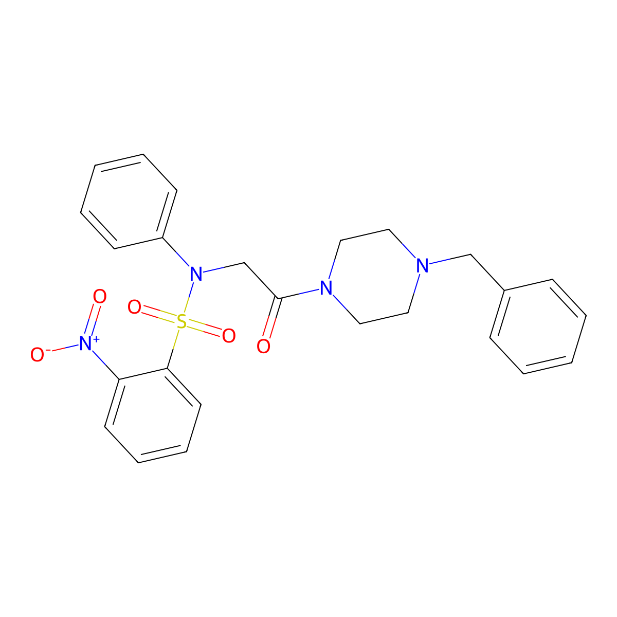 N-[2-(4-benzylpiperazin-1-yl)-2-oxoethyl]-2-nitro-N-phenylbenzenesulfonamide molecular structure, CAS 428444-22-8